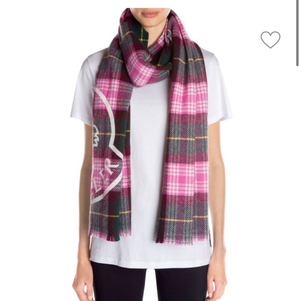 MONCLER wool blend plaid logo scarf NWT ONE SIZE